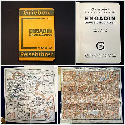 Grieben Reiseführer Bd 116 Engadin Davos Arosa 1930  Guide Führer Reiseführer m