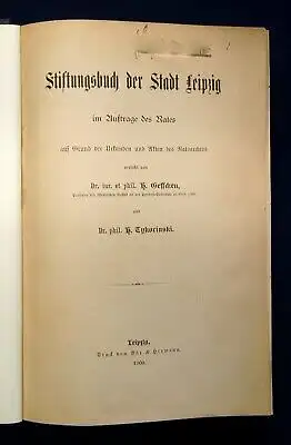 Geffcken Stiftungsbuch der Stadt Leipzig im Auftrag des Rates 1905 js