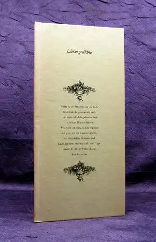 Widmungsexemplar Liebesgedichte 1969 in Kolophon mit hs Widm. d. Illustr. Hirsch