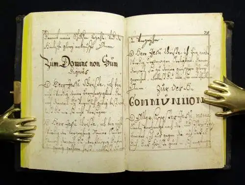 Handschrift- Gebetbuch Morgen Gebet um 1850 auf Bütten Papier Leder Unikat js