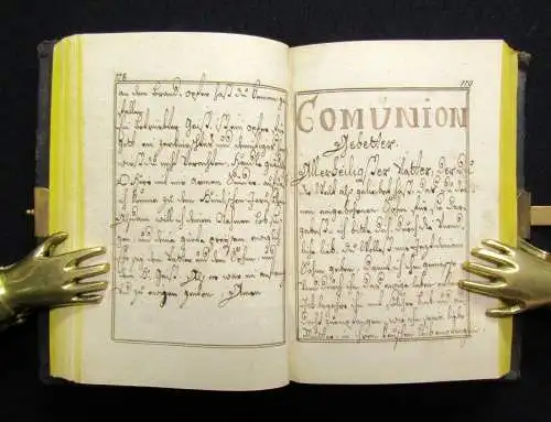 Handschrift- Gebetbuch Morgen Gebet um 1850 auf Bütten Papier Leder Unikat js