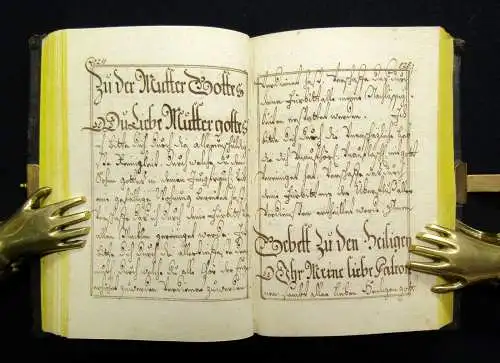 Handschrift- Gebetbuch Morgen Gebet um 1850 auf Bütten Papier Leder Unikat js