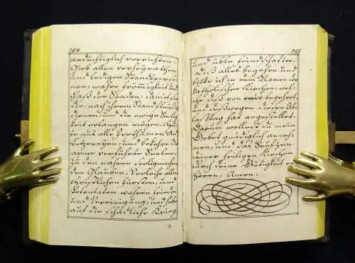 Handschrift- Gebetbuch Morgen Gebet um 1850 auf Bütten Papier Leder Unikat js