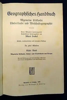 Scobel Geographisches Handbuch 2 Bde. Allgemeine Erdkunde 1909 Länderkunde js