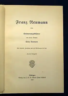  Franz Neumann Erinnerungsblätter v. seiner Tochter Luise Autograph 1907 js