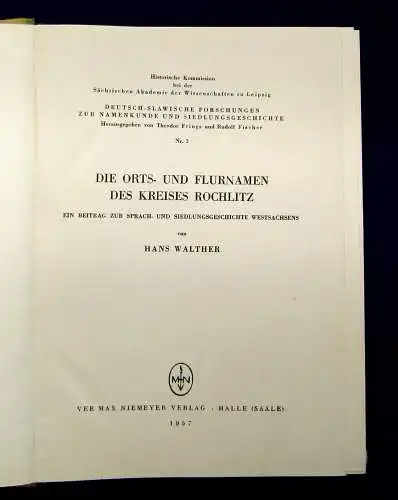  Walther Die Orts- und Flurnamen des Kreises Rochlitz 1957 Ortskunde mb