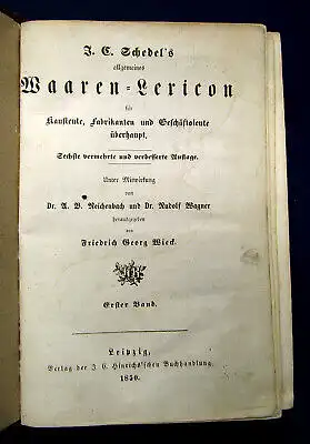 Schedel allgemeines Waarenlexicon für Kaufleute, Fabrikanten u.a. 1850 2in1 mb
