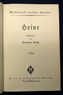 Kienzl Meisterwerke deutscher Klassiker Heine 2 Bde. komplett um 1900 js