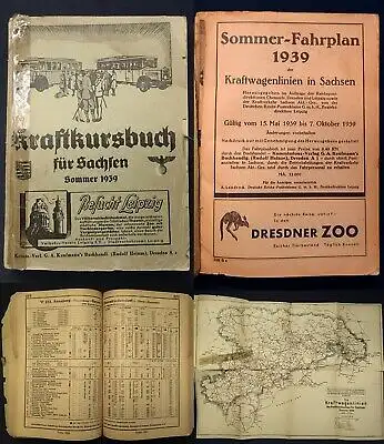 Kraftkursbuch für Sachsen Sommer 1939 Kraftwagenlinien in Sachsen js