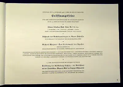 Stadt Leipzig feiert den 125. Geburtstag von Richard Wagner 1938 Geschichte mb