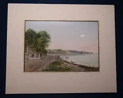  Messmann Carl Ludwig F., Schwedische Küstenlandschaft 1856 Aquarell Grafit js