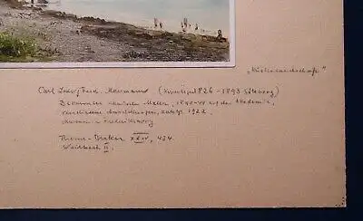  Messmann Carl Ludwig F., Schwedische Küstenlandschaft 1856 Aquarell Grafit js