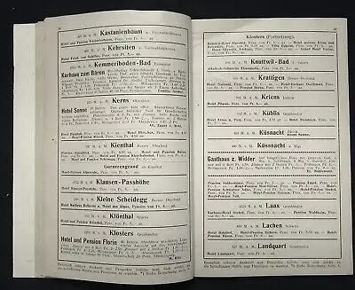 Hotelführer der Schweiz(Schweiz. Hotelverzeichnis) Ausgabe 1912 - 1913 Führer js