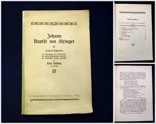 Bulling Johann Baptist von Alringer 1914 Gesellschaft Politik Geschichte mb