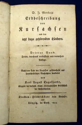 D. J. Merkels Erdbeschreibung von Kursachsen 1804 Geographie Geschichte mb