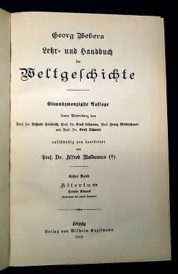 Weber Lehr- u. Handbuch der Weltgeschichte 4 Bde. sehr dekorativer Hldr. 1909 j