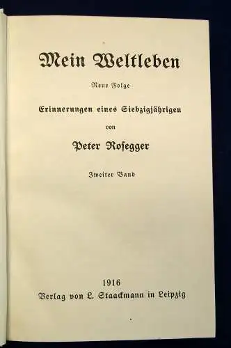 Rosegger Peter 7 Bde. selten in Halbpergament Mischauflage 1913/1915/1916 js