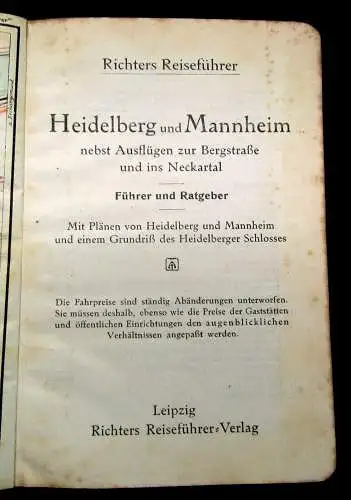 Richter Heidelberg Mannheim und Umgebung um 1900 Reiseführer Guide Führer mb