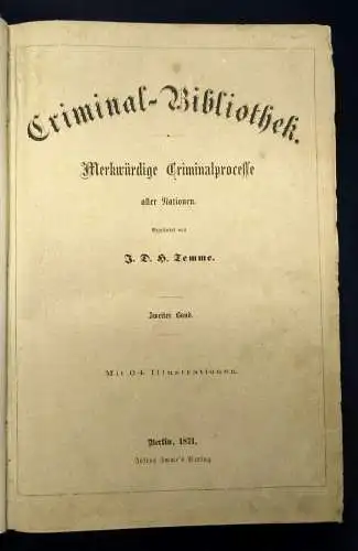 Temme Criminal-Bibliothek Merkwürdige Criminalprocesse 1871 2 Bde. sehr selten j