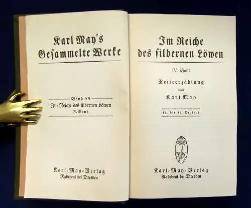 Karl May's Gesammelte Werke Bd. 26-29  "Im Reiche des silbernen Löwen" um 1930 m