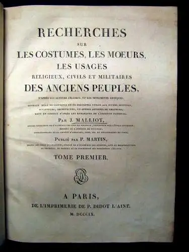 Malliot Recherches sur Les costumes.Les Moeurs Les Usages 3 Bde. 1809 js