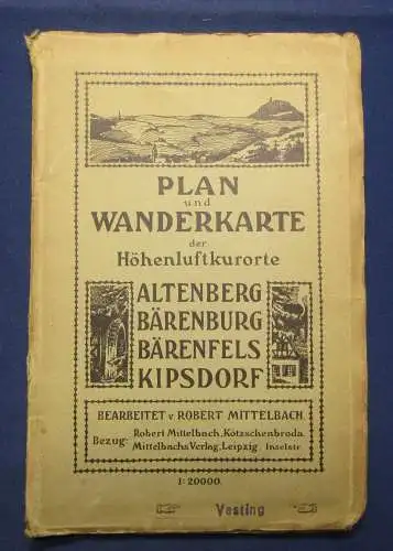 Mittelbach Wanderkarte der Höhenluftkurorte Altenberg,Kipsdorf um 1915 Guide js