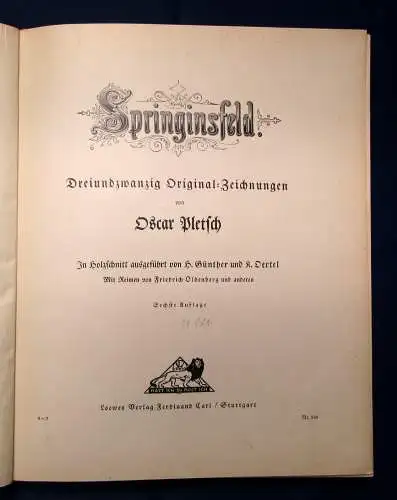 Oldenberg u.a. Springinsfeld 23 Or. Zeichnungen Holzschnitt, Reime um 1900