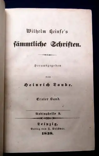 Heinse Sämmtliche Schriften 1838 2 Bände in 1 Belletristik Klassiker mb