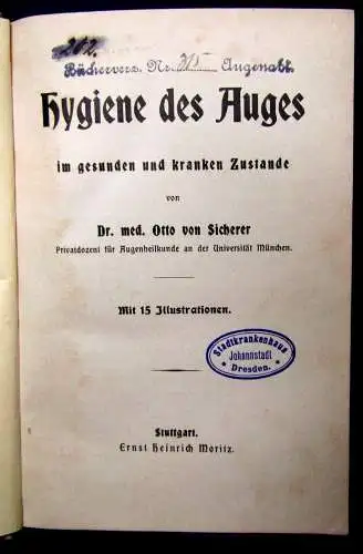 Sicherer Hygiene des Auges im gesunden und kranken Zustande um 1900 15 Illu. js