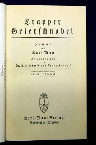Karl May's Gesammelte Werke Bd. 54 "Trapper Geierschnabel" um 1925 Abenteuer mb