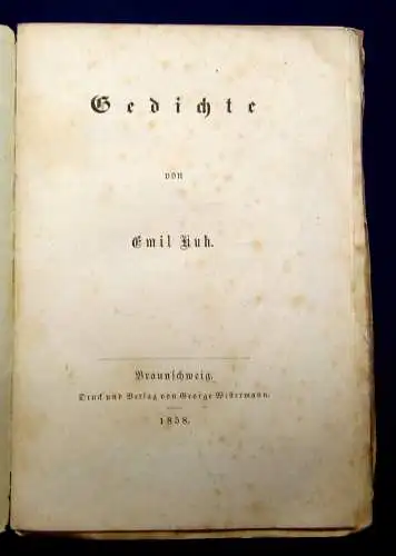 Kuh Emil Gedichte 1858 Belletristik Lyrik Prosa Poesie Klassiker mb