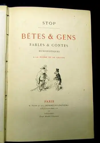 Stop Betes & Gens Fables & Contes um 1875 Goldschnitt Erzählungen js