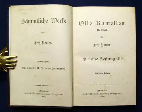 Sämmtliche Werke von Fritz Reuter 15 Bde. Mischauflage 1875-1890 Literatur js