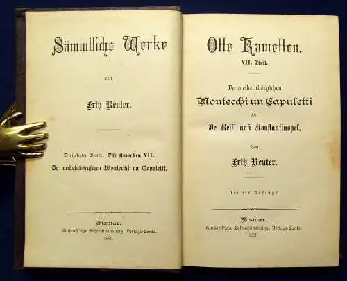 Sämmtliche Werke von Fritz Reuter 15 Bde. Mischauflage 1875-1890 Literatur js