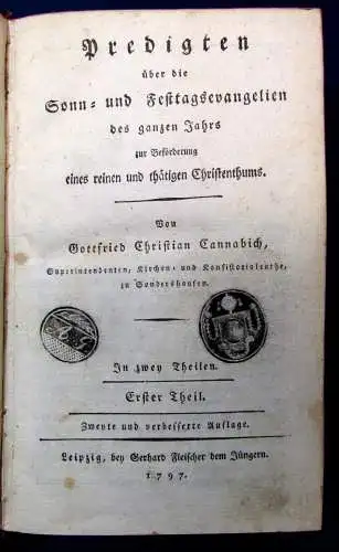 Cannabich Predigten über die Sonn-u.Festtagsevangelien d. ganzen Jahres 2 Bde. j