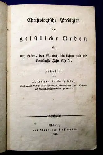 Röhr Christologische Predigten oder geistliche Reden über das Leben[...] 1831 mb