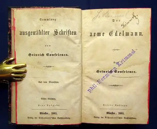 Conscience Sammlung ausgewählter Schriften 1861 Belletristik Literatur mb