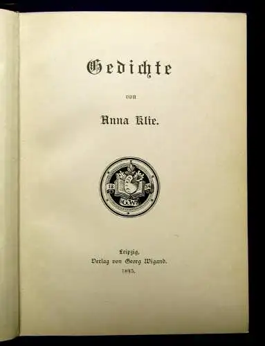 Klie Gedichte 1895 Belletristik Literatur Klassiker Lyrik Lyrika mb