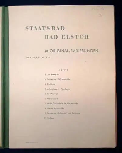 Billig Staatsbad Bad Elster 10 Or. Radierungen um 1965 Folio Ortskunde js