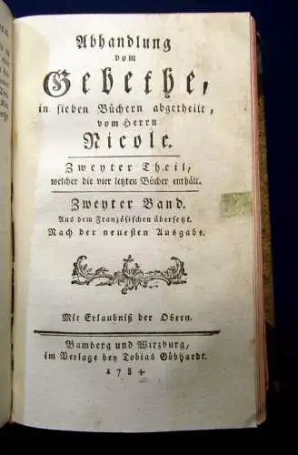 Abhandlung vom Gebethe in sieben Büchern abgetheilt, vom Herrn Ricole 1783 mb