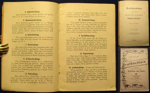 Rehse Bratbüchlein Herstellung Bratspeisen ohne Fleisch selten 1898 Rezepte js