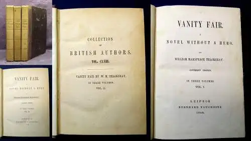 Thackeray Vanity Fair 3 Bde. komplett 1848 A Novel Without a Hero Klassiker js