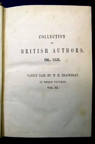 Thackeray Vanity Fair 3 Bde. komplett 1848 A Novel Without a Hero Klassiker js