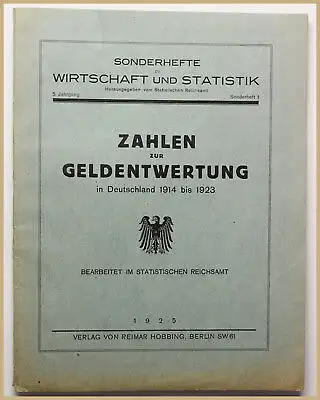 Orig Prospekt Zahlen zur Geldentwertung in Deutschland 1925 Gesetz Recht sf