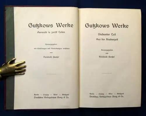 Gutzkows Werke 1-12 in 4 Bde. um 1900 dekorativer Leineneinband Literatur js