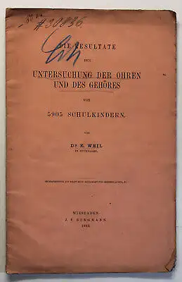 Orig. Prospekt Resultate Untersuchung der Ohren & des Gehöres 1882 Medizin sf