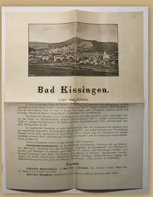 Orig. Prospekt Bad Kissingen um 1880 Kurort Reise Ortskunde Hessen Klima sf