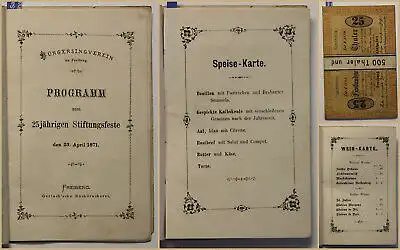 Original Prospekt Programm zum 25jährigen Stiftungsfeste 1871 Sachsen sf