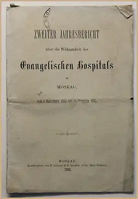 Orig Prospekt Zweiter Jahresbericht über Evangelischen Hospitals 1886 Medizin sf