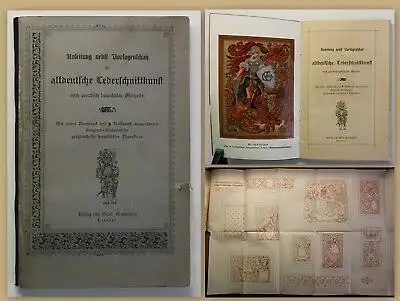 Krumbholtz Anleitung für altdeutsche Lederschnittkunst um 1880 Handwerk sf